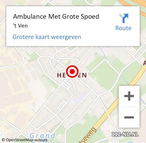 Locatie op kaart van de 112 melding: Ambulance Met Grote Spoed Naar 't Ven op 16 december 2014 15:28