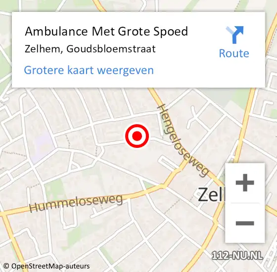 Locatie op kaart van de 112 melding: Ambulance Met Grote Spoed Naar Zelhem, Goudsbloemstraat op 16 december 2014 15:34