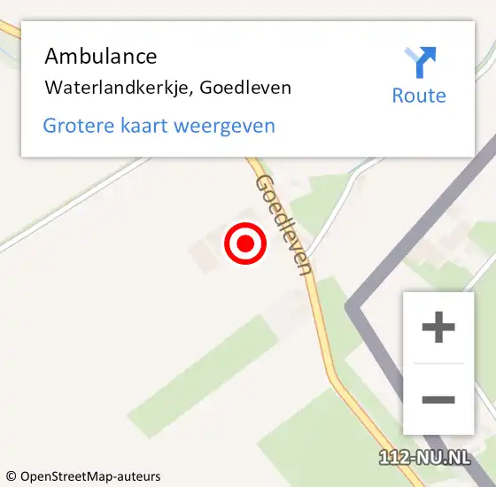 Locatie op kaart van de 112 melding: Ambulance Waterlandkerkje, Goedleven op 16 december 2014 15:45