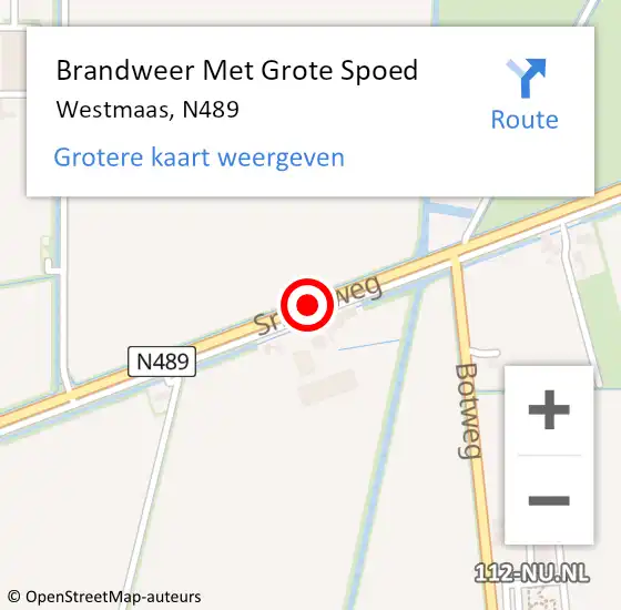 Locatie op kaart van de 112 melding: Brandweer Met Grote Spoed Naar Westmaas, N489 op 16 december 2014 15:47