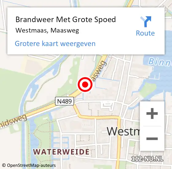 Locatie op kaart van de 112 melding: Brandweer Met Grote Spoed Naar Westmaas, Maasweg op 16 december 2014 15:47