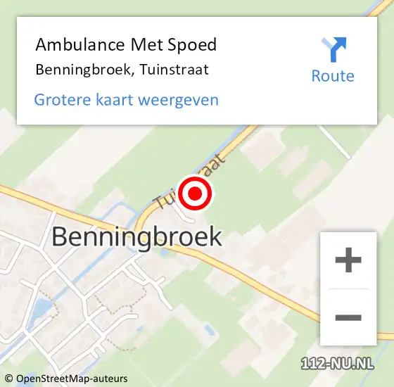 Locatie op kaart van de 112 melding: Ambulance Met Spoed Naar Benningbroek, Tuinstraat op 16 december 2014 15:49