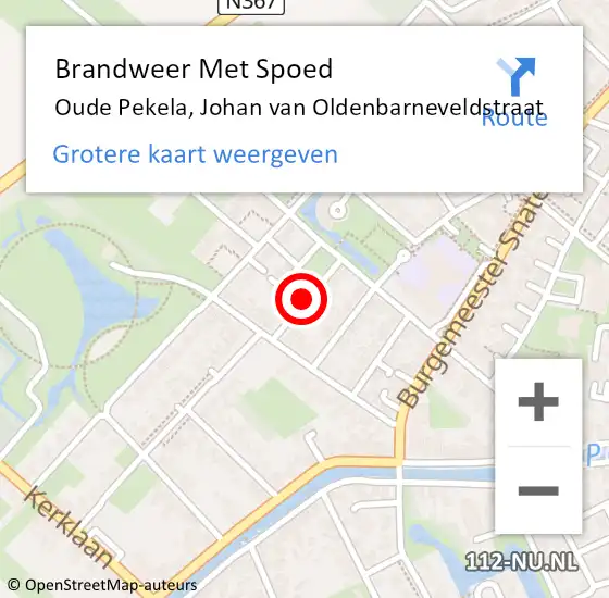 Locatie op kaart van de 112 melding: Brandweer Met Spoed Naar Oude Pekela, Johan Van Oldenbarneveldstraat op 16 december 2014 16:00