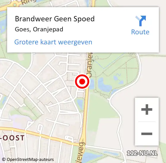 Locatie op kaart van de 112 melding: Brandweer Geen Spoed Naar Goes, Oranjepad op 16 december 2014 16:01