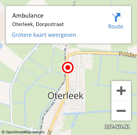 Locatie op kaart van de 112 melding: Ambulance Oterleek, Dorpsstraat op 16 december 2014 16:01