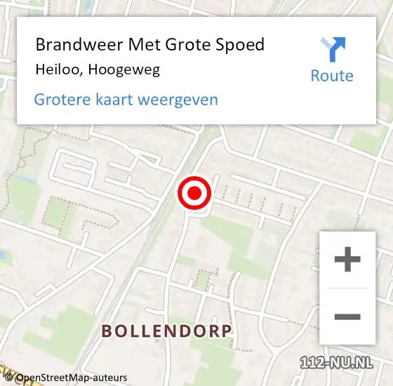 Locatie op kaart van de 112 melding: Brandweer Met Grote Spoed Naar Heiloo, Hoogeweg op 16 december 2014 16:18