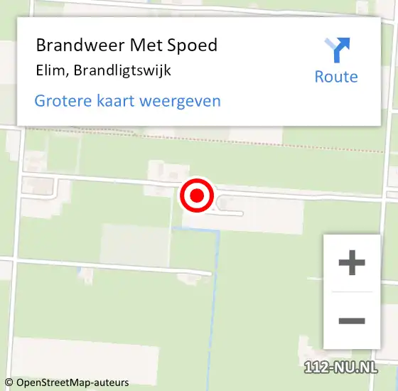 Locatie op kaart van de 112 melding: Brandweer Met Spoed Naar Elim, Brandligtswijk op 16 december 2014 16:51