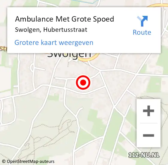 Locatie op kaart van de 112 melding: Ambulance Met Grote Spoed Naar Swolgen, Hubertusstraat op 16 december 2014 17:39