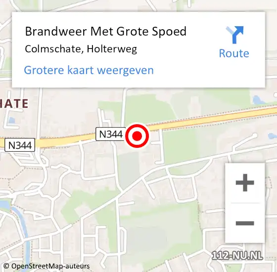 Locatie op kaart van de 112 melding: Brandweer Met Grote Spoed Naar Colmschate, Holterweg op 16 december 2014 18:08