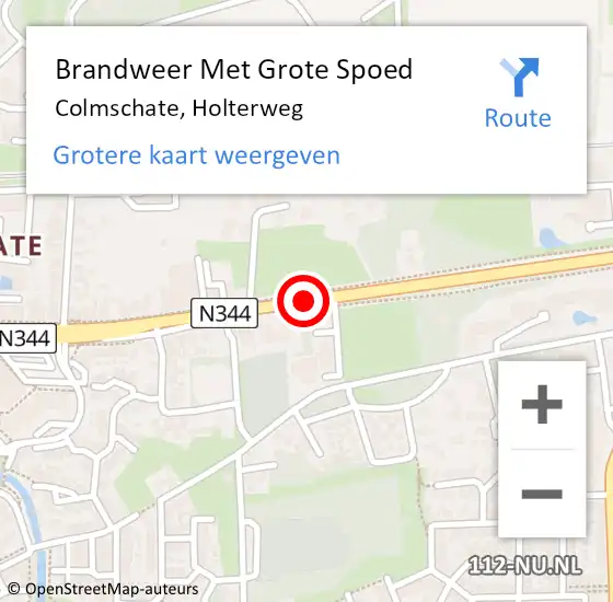 Locatie op kaart van de 112 melding: Brandweer Met Grote Spoed Naar Colmschate, Holterweg op 16 december 2014 18:08