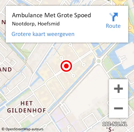 Locatie op kaart van de 112 melding: Ambulance Met Grote Spoed Naar Nootdorp, Hoefsmid op 16 december 2014 18:32