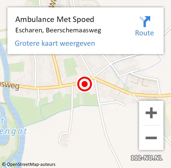 Locatie op kaart van de 112 melding: Ambulance Met Spoed Naar Escharen, Beerschemaasweg op 16 december 2014 19:03