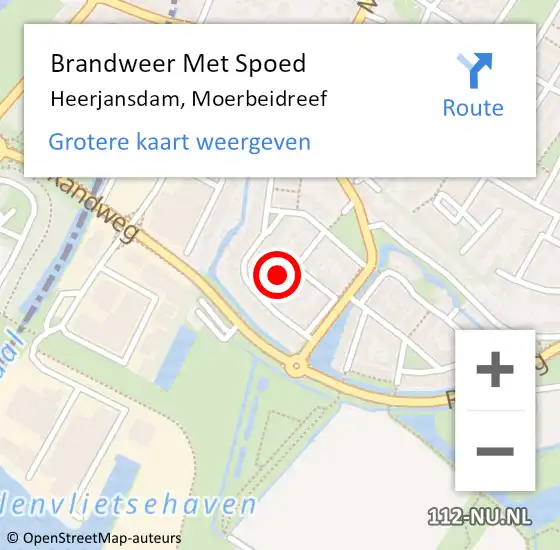 Locatie op kaart van de 112 melding: Brandweer Met Spoed Naar Heerjansdam, Moerbeidreef op 16 december 2014 19:25