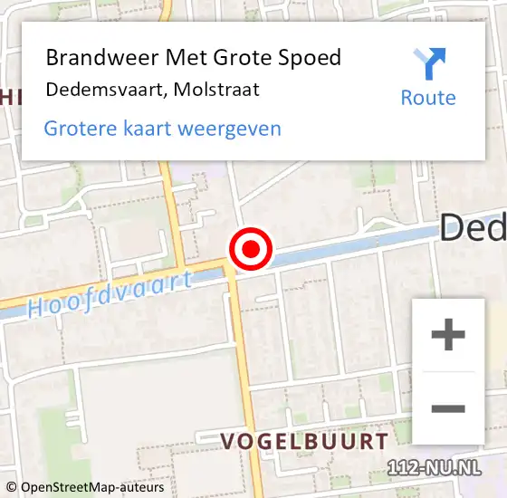 Locatie op kaart van de 112 melding: Brandweer Met Grote Spoed Naar Dedemsvaart, Molstraat op 16 december 2014 19:30