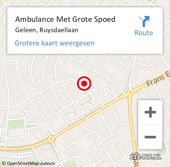 Locatie op kaart van de 112 melding: Ambulance Met Grote Spoed Naar Geleen, Ruysdaellaan op 16 december 2014 19:30