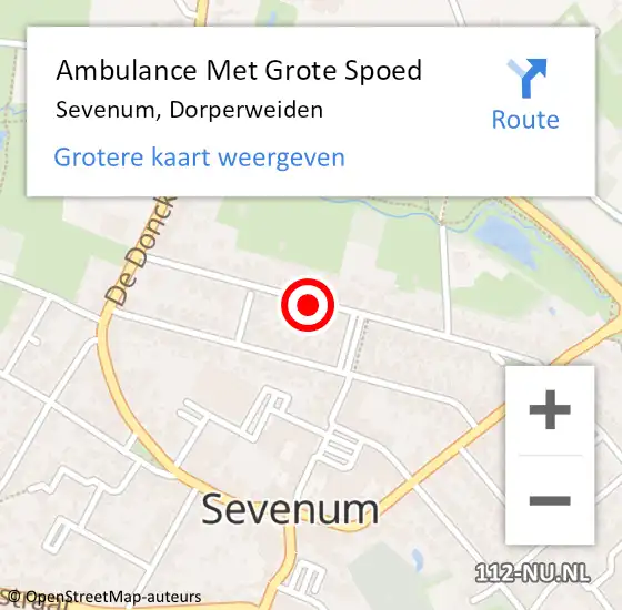 Locatie op kaart van de 112 melding: Ambulance Met Grote Spoed Naar Sevenum, Dorperweiden op 16 december 2014 21:16