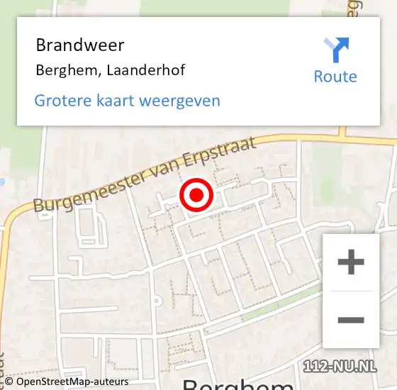 Locatie op kaart van de 112 melding: Brandweer Berghem, Laanderhof op 16 december 2014 23:19