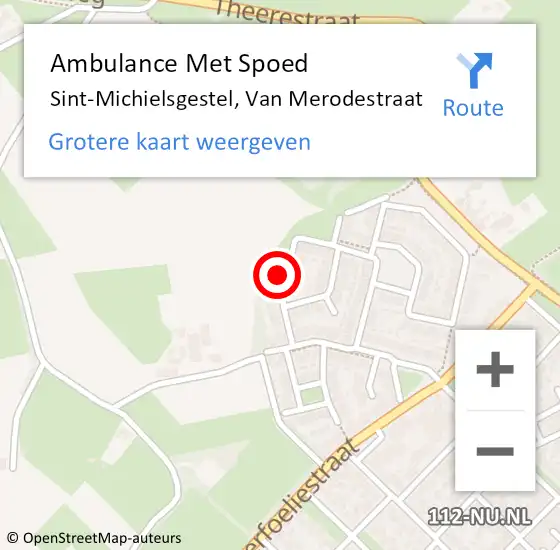 Locatie op kaart van de 112 melding: Ambulance Met Spoed Naar Sint-Michielsgestel, Van Merodestraat op 17 december 2014 01:11