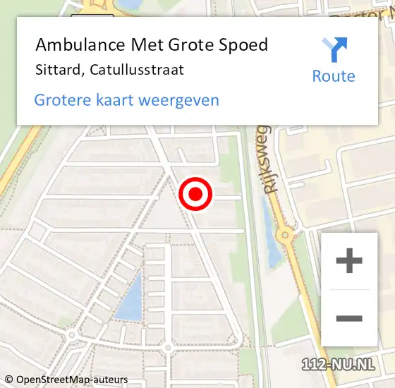 Locatie op kaart van de 112 melding: Ambulance Met Grote Spoed Naar Sittard, Catullusstraat op 17 december 2014 01:19