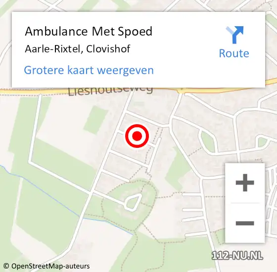 Locatie op kaart van de 112 melding: Ambulance Met Spoed Naar Aarle-Rixtel, Clovishof op 17 december 2014 01:23