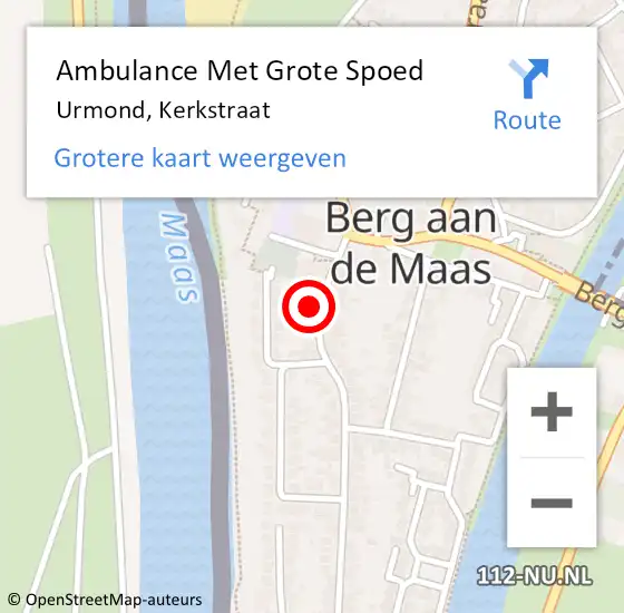 Locatie op kaart van de 112 melding: Ambulance Met Grote Spoed Naar Urmond, Kerkstraat op 17 december 2014 01:38