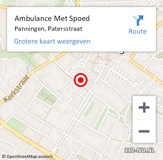 Locatie op kaart van de 112 melding: Ambulance Met Spoed Naar Panningen, Patersstraat op 17 december 2014 03:16