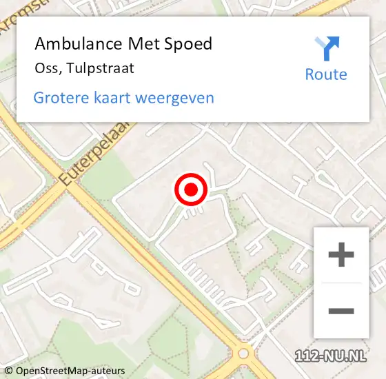 Locatie op kaart van de 112 melding: Ambulance Met Spoed Naar Oss, Tulpstraat op 17 december 2014 04:07