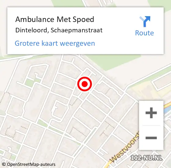 Locatie op kaart van de 112 melding: Ambulance Met Spoed Naar Dinteloord, Schaepmanstraat op 17 december 2014 04:31