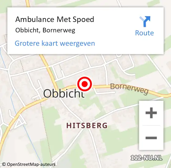 Locatie op kaart van de 112 melding: Ambulance Met Spoed Naar Obbicht, Bornerweg op 17 december 2014 05:06