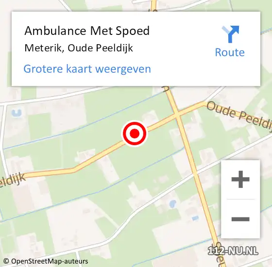 Locatie op kaart van de 112 melding: Ambulance Met Spoed Naar Meterik, Oude Peeldijk op 17 december 2014 07:05