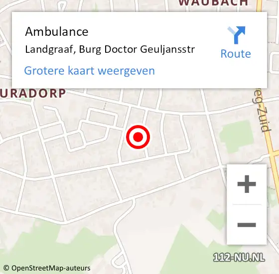 Locatie op kaart van de 112 melding: Ambulance Landgraaf, Burg Doctor Geuljansstr op 17 december 2014 07:28