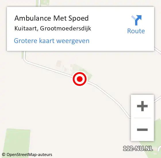 Locatie op kaart van de 112 melding: Ambulance Met Spoed Naar Kuitaart, Grootmoedersdijk op 17 december 2014 07:55