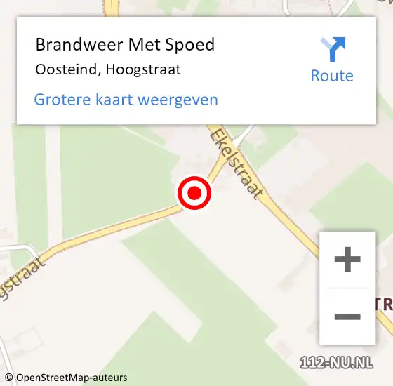 Locatie op kaart van de 112 melding: Brandweer Met Spoed Naar Oosteind, Hoogstraat op 17 december 2014 08:44