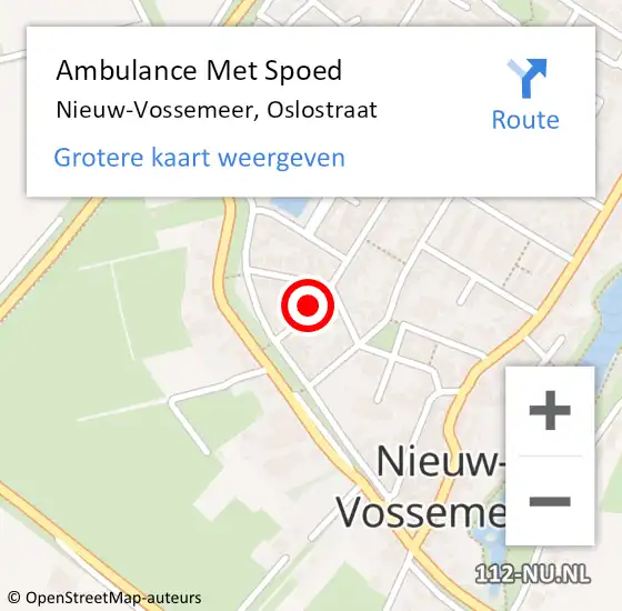 Locatie op kaart van de 112 melding: Ambulance Met Spoed Naar Nieuw-Vossemeer, Oslostraat op 17 december 2014 08:55