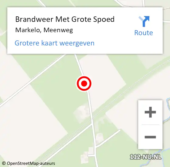 Locatie op kaart van de 112 melding: Brandweer Met Grote Spoed Naar Markelo, Meenweg op 17 december 2014 08:57