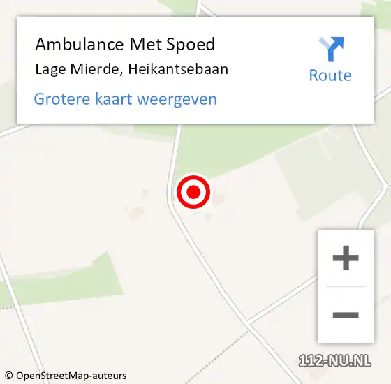 Locatie op kaart van de 112 melding: Ambulance Met Spoed Naar Lage Mierde, Heikantsebaan op 17 december 2014 08:59