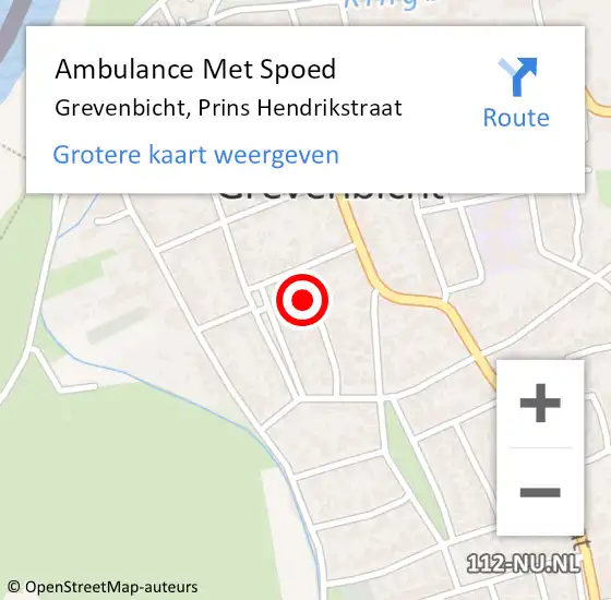 Locatie op kaart van de 112 melding: Ambulance Met Spoed Naar Grevenbicht, Prins Hendrikstraat op 17 december 2014 10:11