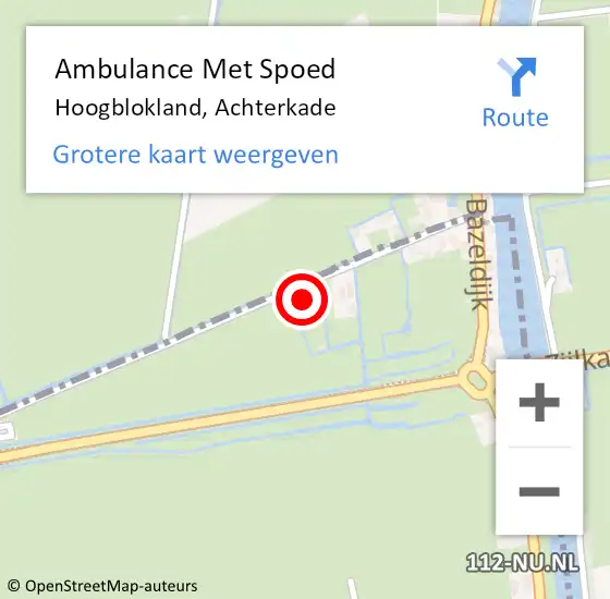 Locatie op kaart van de 112 melding: Ambulance Met Spoed Naar Hoogblokland, Achterkade op 17 december 2014 10:26