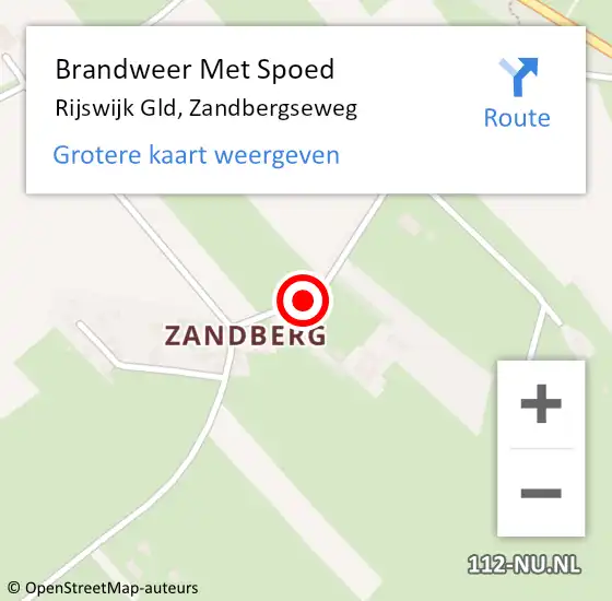 Locatie op kaart van de 112 melding: Brandweer Met Spoed Naar Rijswijk Gld, Zandbergseweg op 24 oktober 2013 15:19