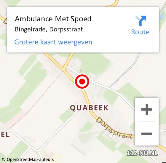 Locatie op kaart van de 112 melding: Ambulance Met Spoed Naar Bingelrade, Dorpsstraat op 17 december 2014 10:30