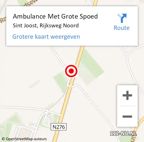 Locatie op kaart van de 112 melding: Ambulance Met Grote Spoed Naar Sint Joost, Rijksweg Noord op 17 december 2014 10:44