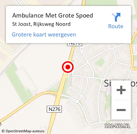 Locatie op kaart van de 112 melding: Ambulance Met Grote Spoed Naar St Joost, Rijksweg Noord op 17 december 2014 10:46