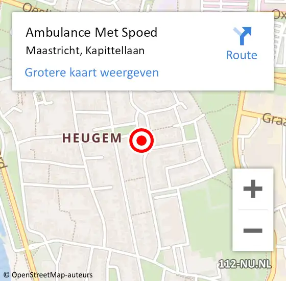 Locatie op kaart van de 112 melding: Ambulance Met Spoed Naar Maastricht, Kapittellaan op 17 december 2014 10:48