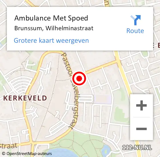 Locatie op kaart van de 112 melding: Ambulance Met Spoed Naar Brunssum, Wilhelminastraat op 17 december 2014 10:58