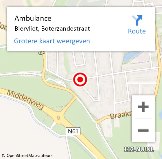 Locatie op kaart van de 112 melding: Ambulance Biervliet, Boterzandestraat op 17 december 2014 11:15