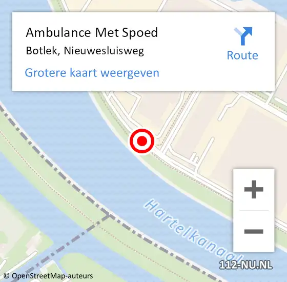 Locatie op kaart van de 112 melding: Ambulance Met Spoed Naar Botlek, Nieuwesluisweg op 17 december 2014 11:17