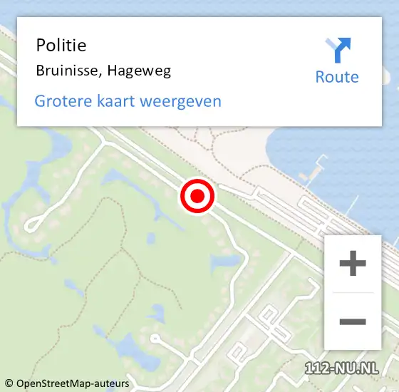 Locatie op kaart van de 112 melding: Politie Bruinisse, Hageweg op 17 december 2014 11:30