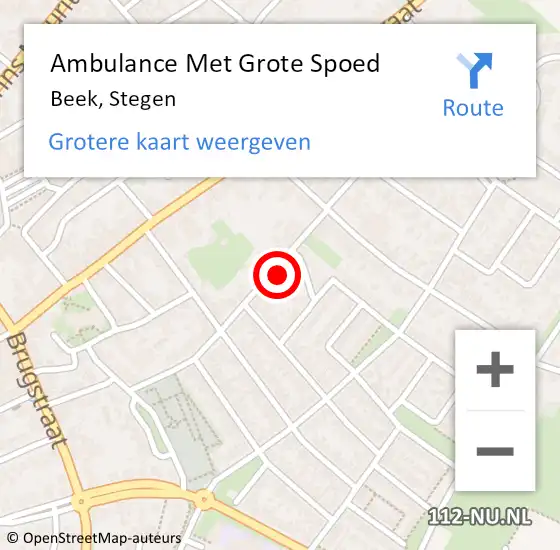 Locatie op kaart van de 112 melding: Ambulance Met Grote Spoed Naar Beek, Stegen op 17 december 2014 11:32