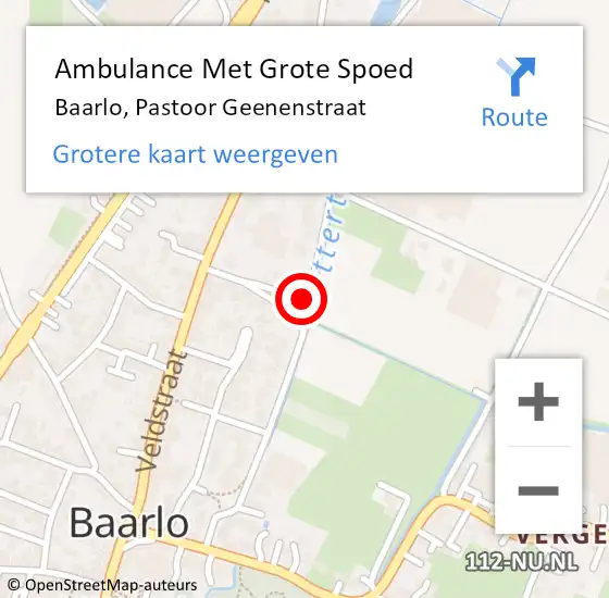 Locatie op kaart van de 112 melding: Ambulance Met Grote Spoed Naar Baarlo, Pastoor Geenenstraat op 24 oktober 2013 15:25