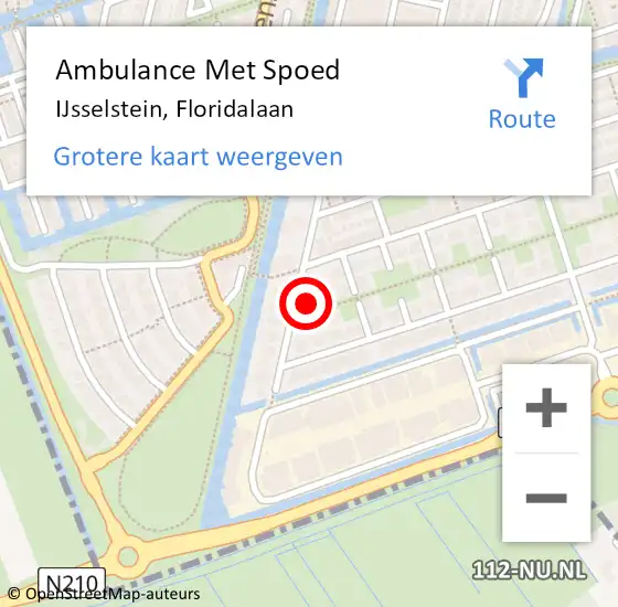 Locatie op kaart van de 112 melding: Ambulance Met Spoed Naar IJsselstein, Floridalaan op 17 december 2014 11:49